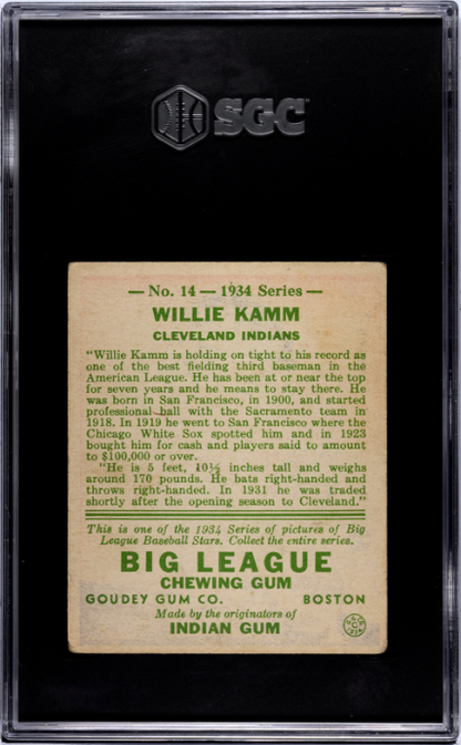 1934 Goudey #14 Willie Kamm SGC 3