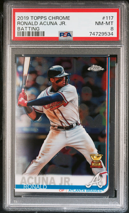 2019 Topps Chrome #117 Ronald Acuna Jr. Batting PSA 8