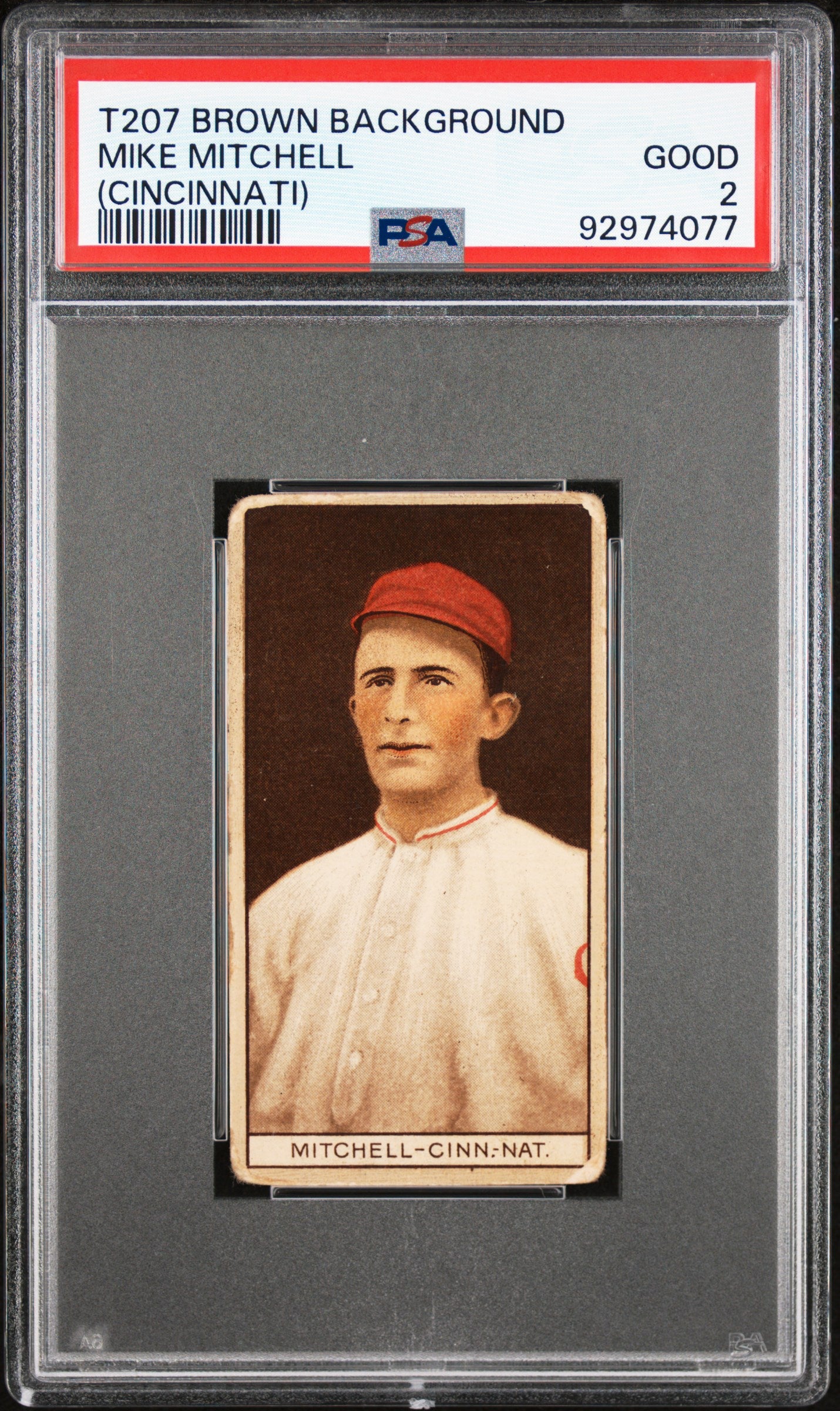 1912 T207 Brown Background Mike Mitchell (Cincinnati) PSA 2