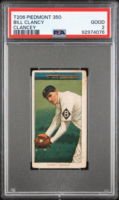 1909-11 T206 Piedmont 350 Bill Clancy Clancey PSA 2