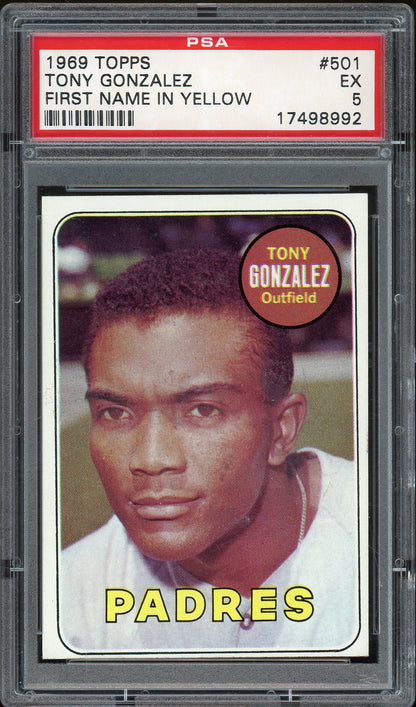 1969 Topps #501 Tony Gonzalez First Name In Yellow first name in white PSA 5