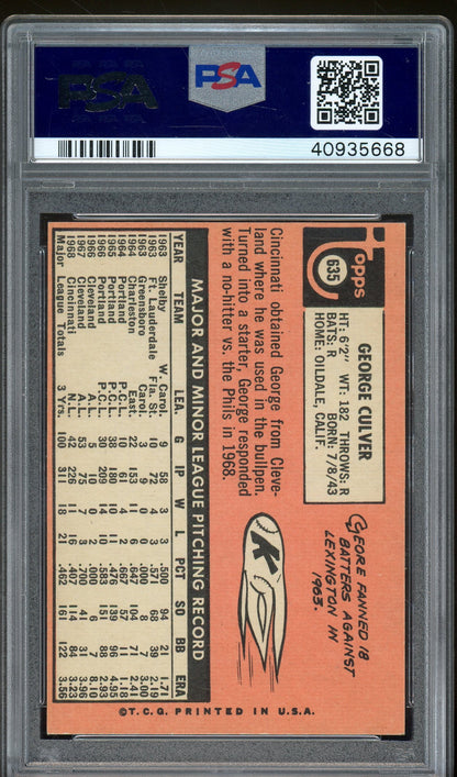 1969 Topps #635 George Culver PSA 4