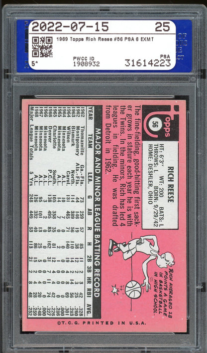 1969 Topps #56 Rich Reese PSA 6