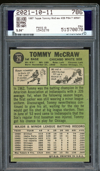 1967 Topps #29 Tommy Mccraw PSA 7