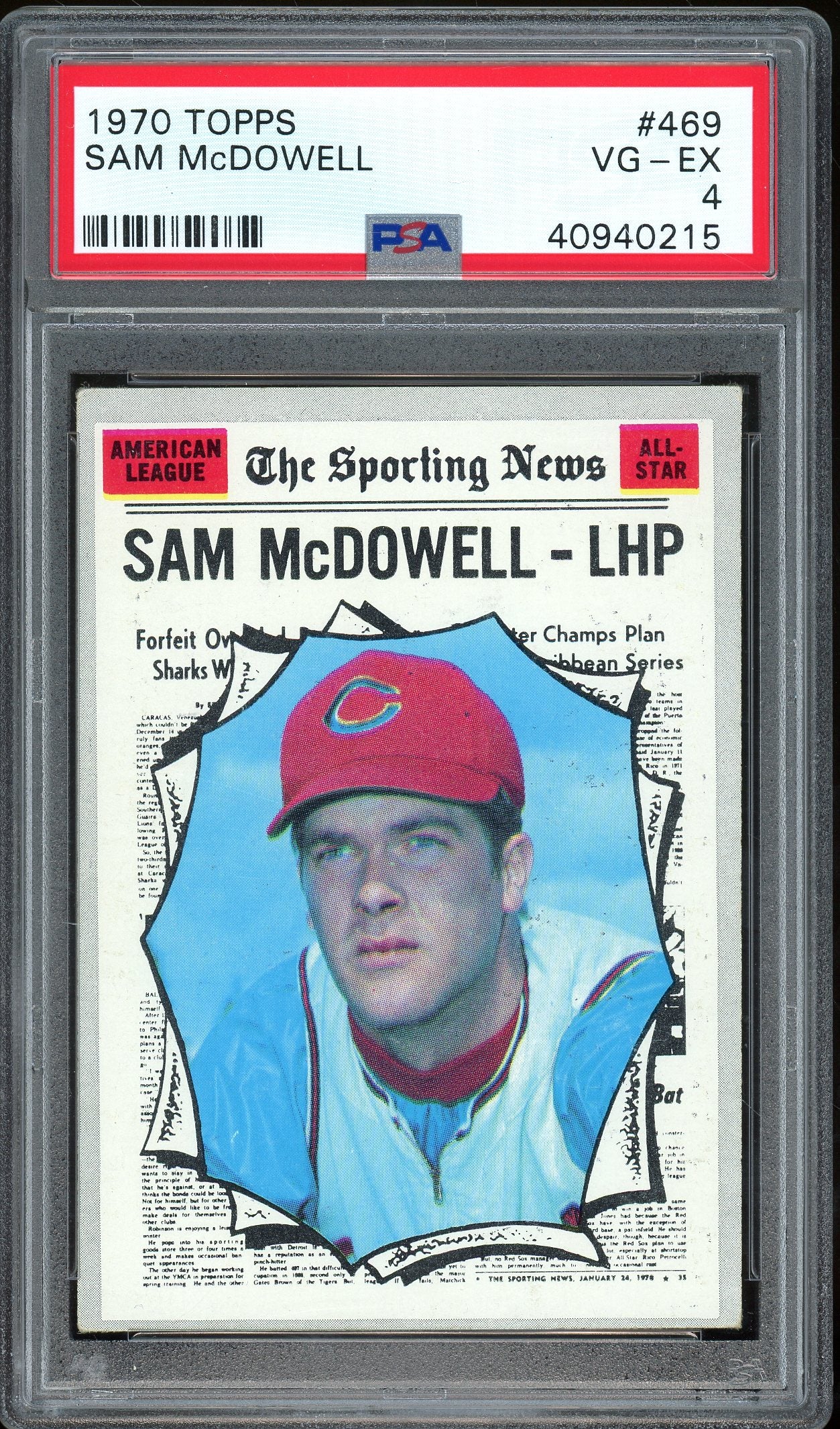 1970 Topps #469 Sam Mcdowell PSA 4