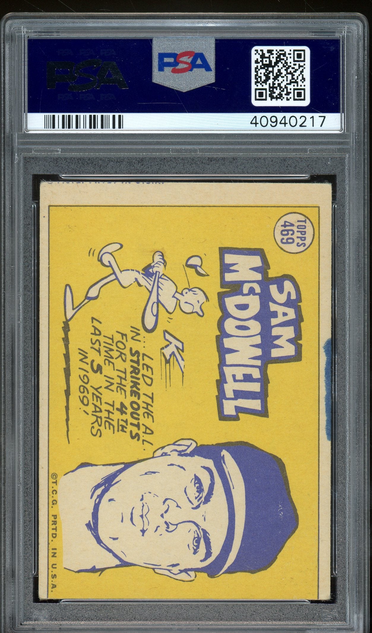 1970 Topps #469 Sam Mcdowell PSA 3 (MK)