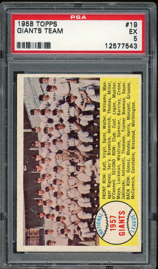 1958 Topps #19 Giants Team Checklist PSA 5