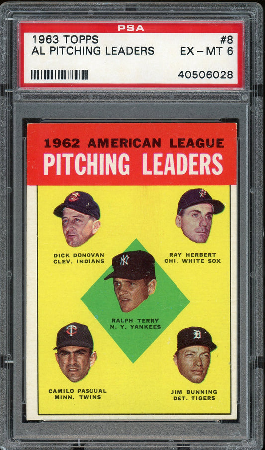 1963 Topps #8 Al Pitching Leaders PSA 6