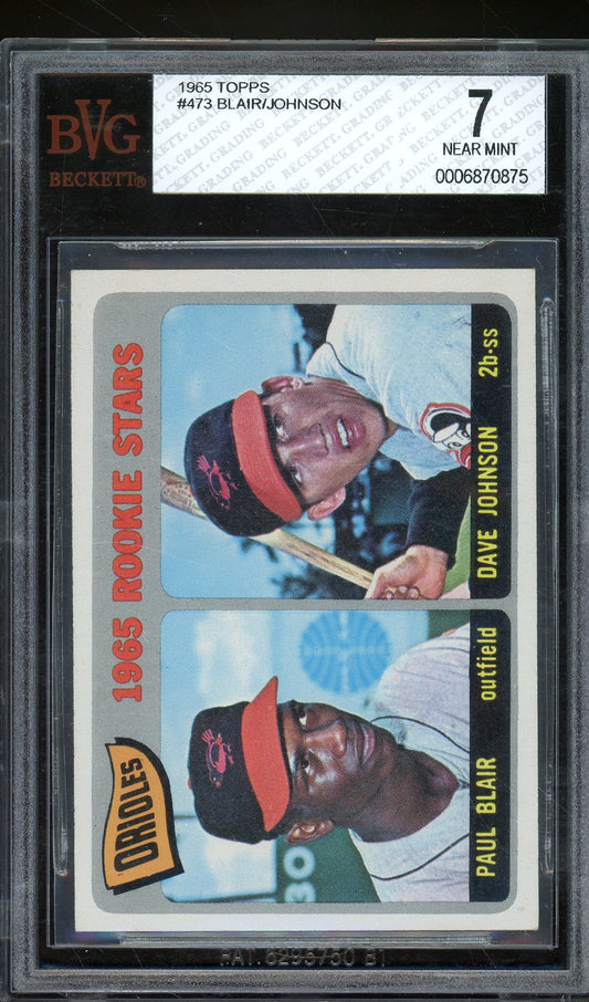 1965 Topps #473 Orioles 1965 Rookie Stars (Paul Blair / Dave Johnson) BVG 7