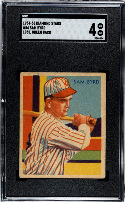 1934-36 Diamond Stars #84 Sam Byrd 1935, Green Back SGC 4