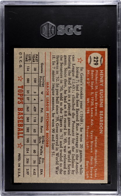 1952 Topps #229 Gene Beardon SGC 5.5