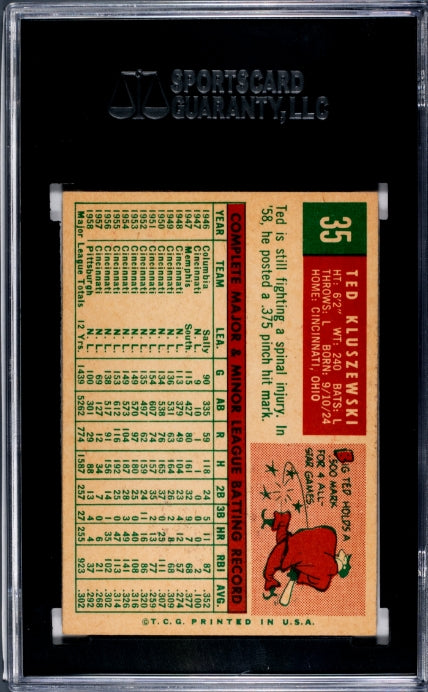 1959 Topps #35 Ted Kluszewski SGC 4