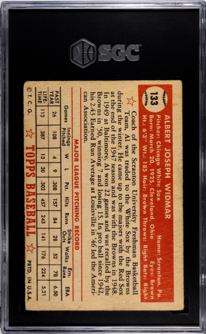 1952 Topps #133 Al Widmar SGC 2.5