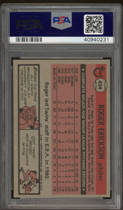 1981 Topps #434 Roger Erickson PSA 5