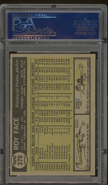 1961 Topps #370 Roy Face PSA 6