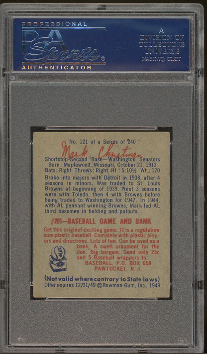 1949 Bowman #121 Mark Christman PSA 6.5