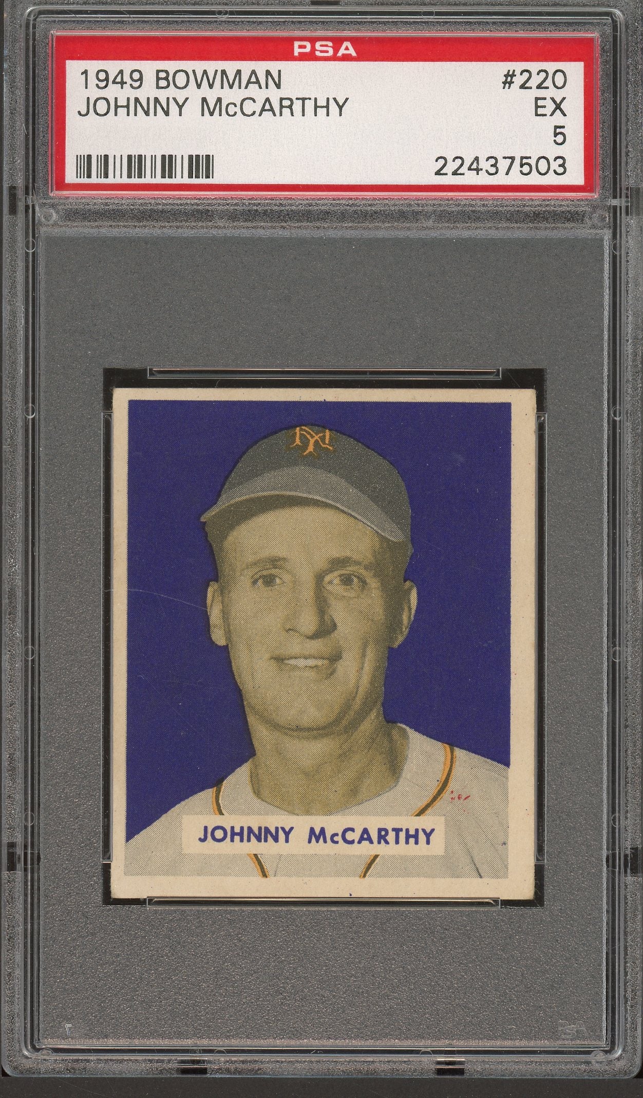 1949 Bowman #220 Johnny McCarthy PSA 5