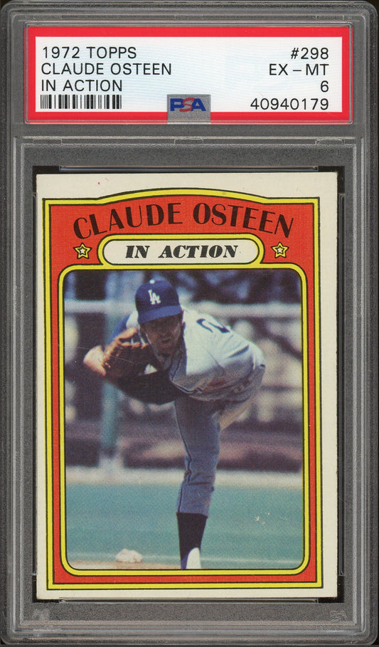 1972 Topps #298 Claude Osteen In Action PSA 6