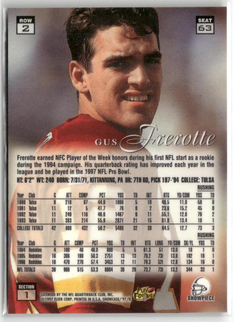 1997 Flair Showcase #63 Gus Frerotte Row 2 Autograph