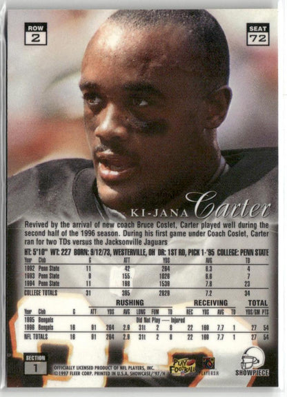 1997 Flair Showcase #72 Ki-Jana Carter Row 2 Autograph