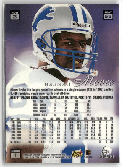 1997 Flair Showcase #53 Herman Moore Row 2 Autograph