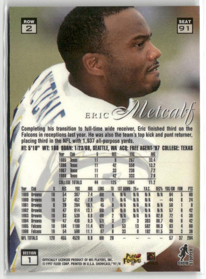 1997 Flair Showcase #91 Eric Metcalf Row 2 Autograph