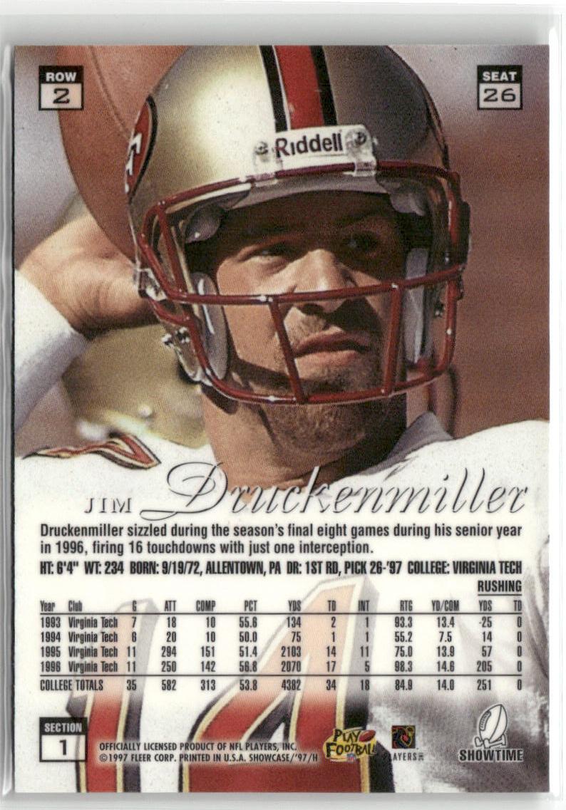 1997 Flair Showcase #26 Jim Druckenmiller Row 2 Autograph