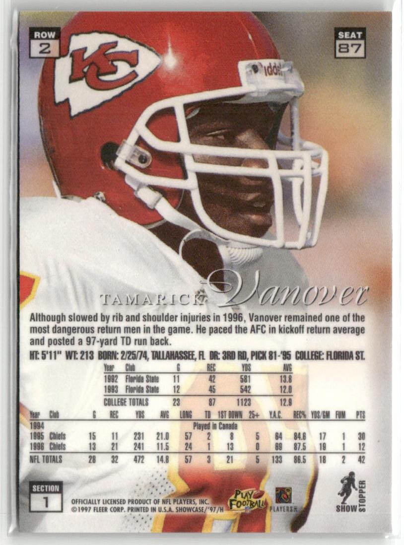 1997 Flair Showcase #87 Tamarick Vanover Row 2 Autograph