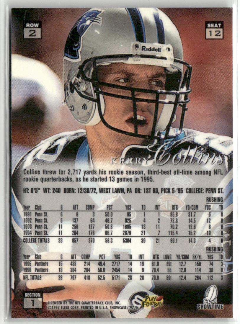 1997 Flair Showcase #12 Kerry Collins Row 2 Autograph