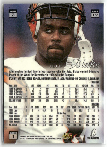 1997 Flair Showcase #17 Jeff Blake Row 2 Autograph