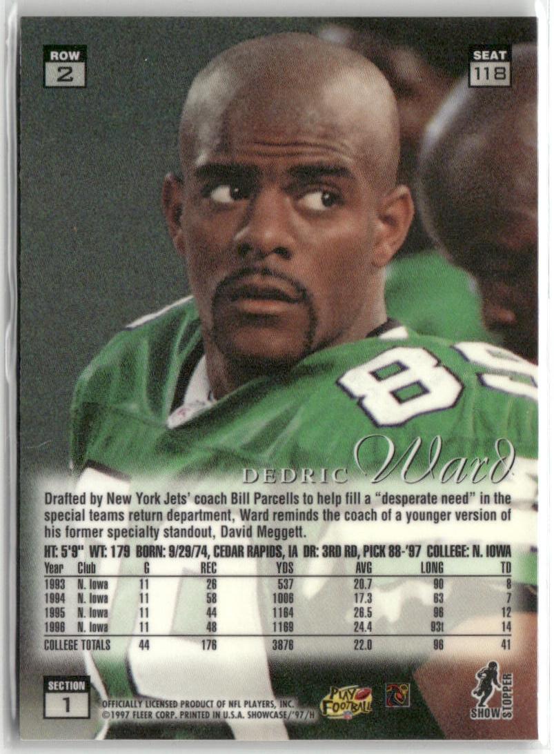 1997 Flair Showcase #118 Dedric Ward Row 2 Autograph