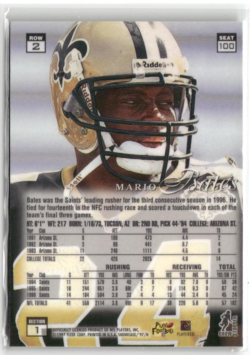 1997 Flair Showcase #100 Mario Bates Row 2 Autograph