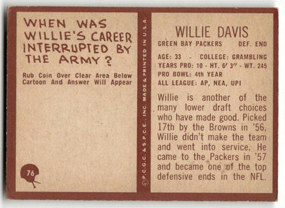 1967 Philadelphia #76 Willie Davis Autograph