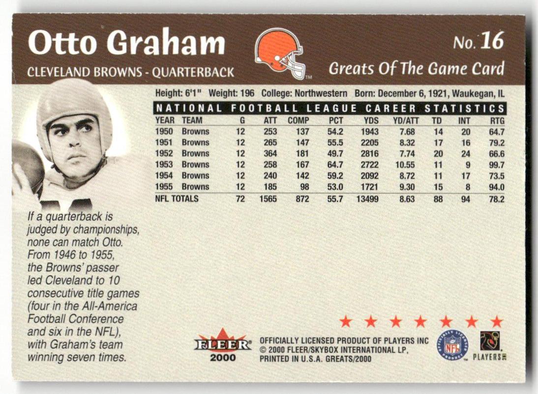 2000 Fleer Greats of the Game #16 Otto Graham Autograph