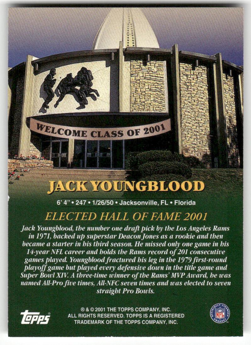 2001 Topps #JY Jack Youngblood Hall of Fame Class of 2001 Autograph