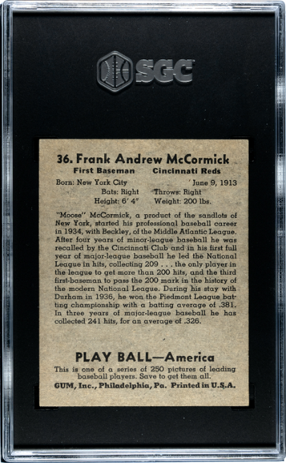 1939 Playball #36 Frank Mccormick SGC 5