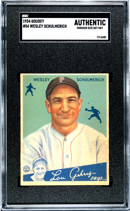 1934 Goudey #54 Wesley Schulmerich SGC Authentic