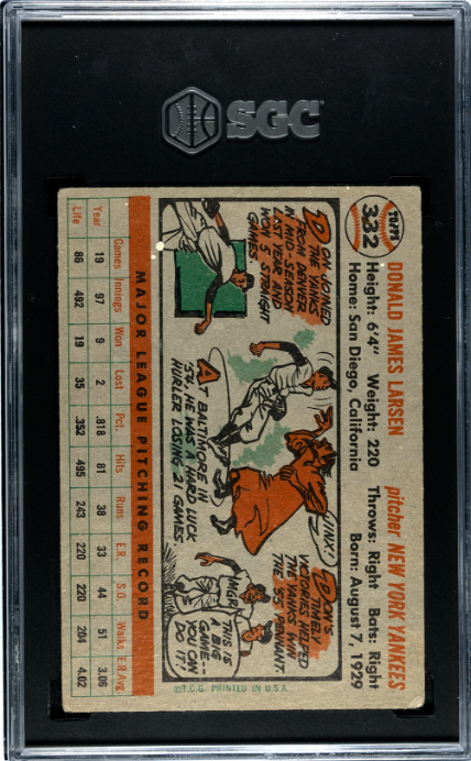 1956 Topps #332 Don Larsen SGC 2.5