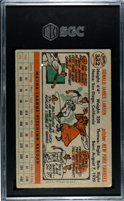 1956 Topps #332 Don Larsen SGC 2.5