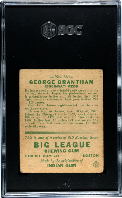 1933 Goudey #66 George Grantham SGC 1.5