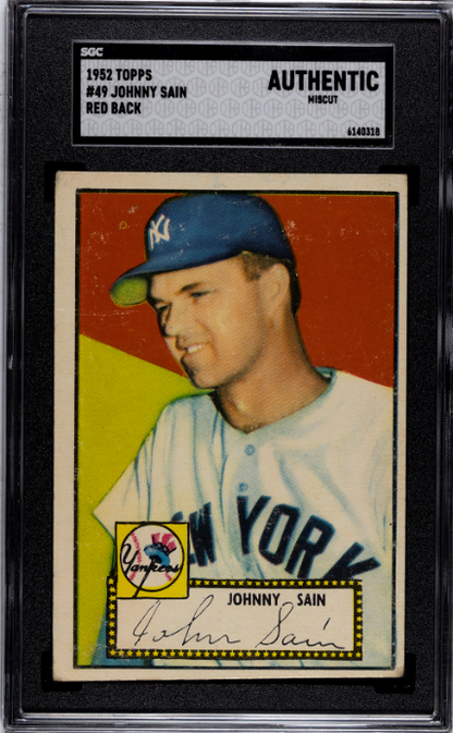 1952 Topps #49 Johnny Sain Red Back SGC A