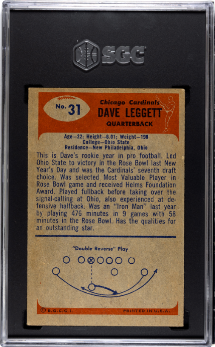 1955 Bowman #31 Dave Leggett SGC 2.5