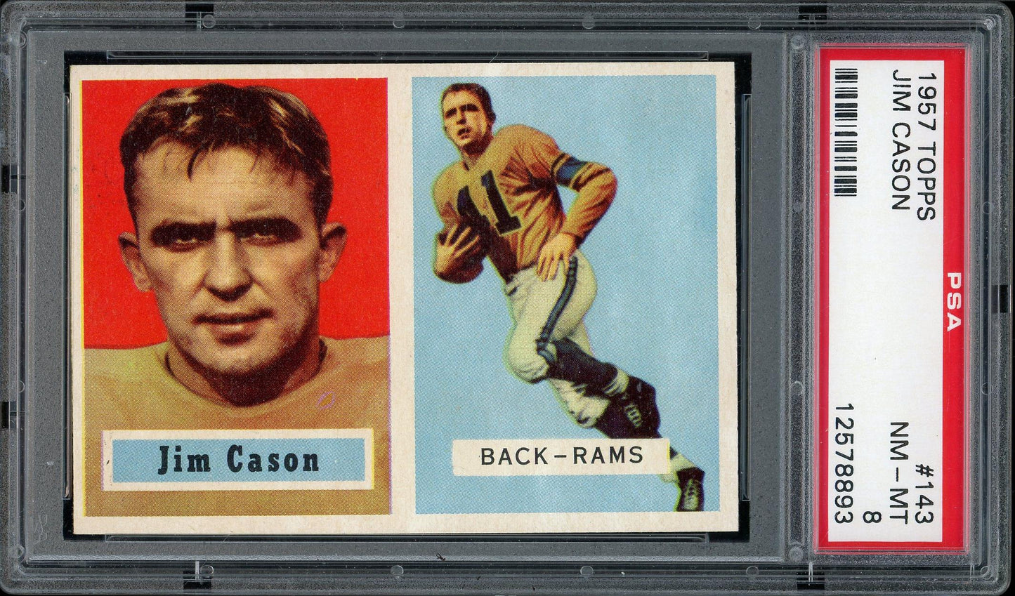 1957 Topps #143 Jim Cason PSA 8