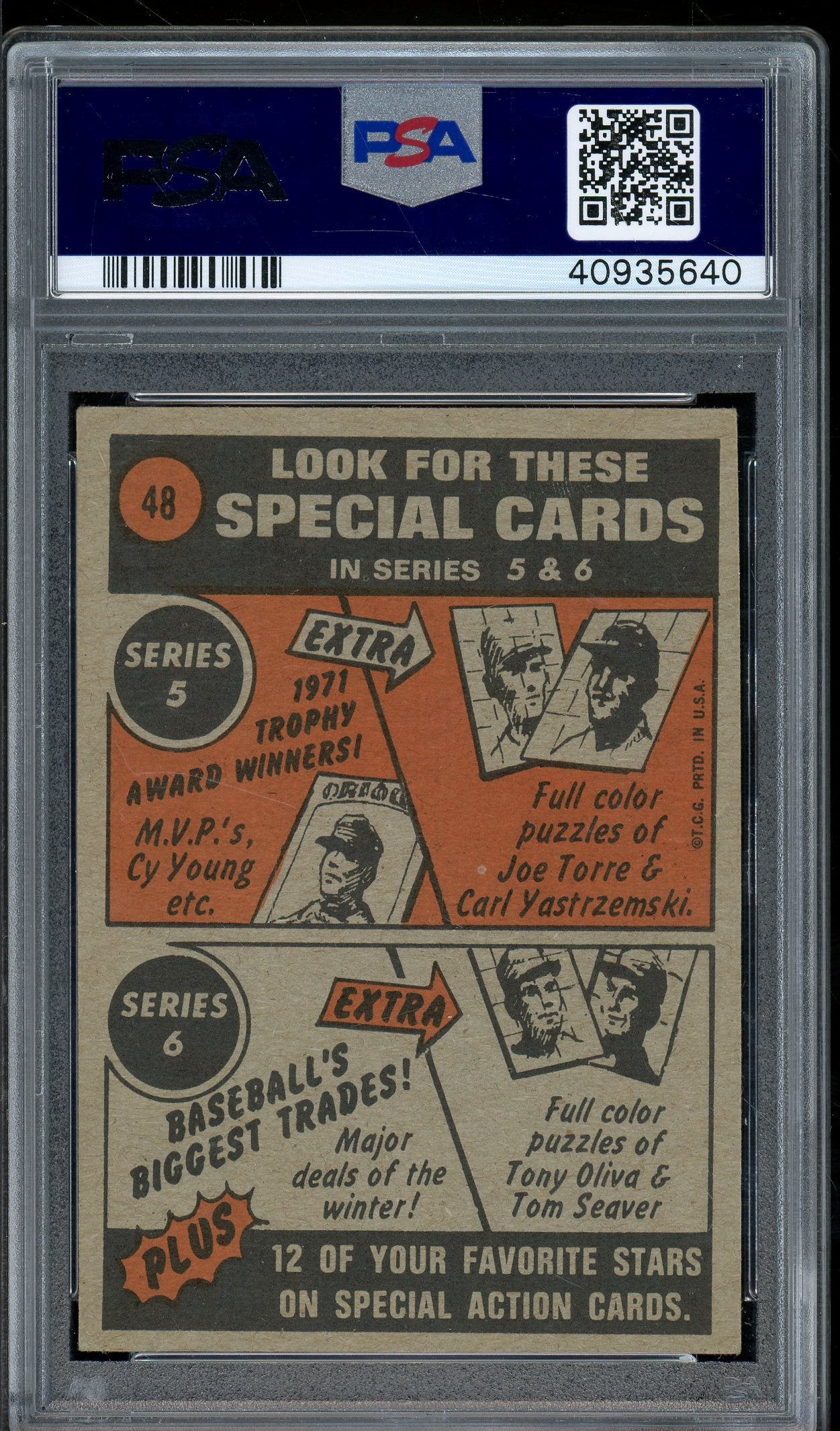 1972 Topps #48 John Ellis In Action PSA 7