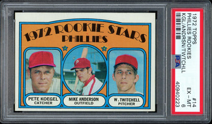 1972 Topps #14 Phillies Rookies Kgl/Andrsn/Twtchll PSA 6