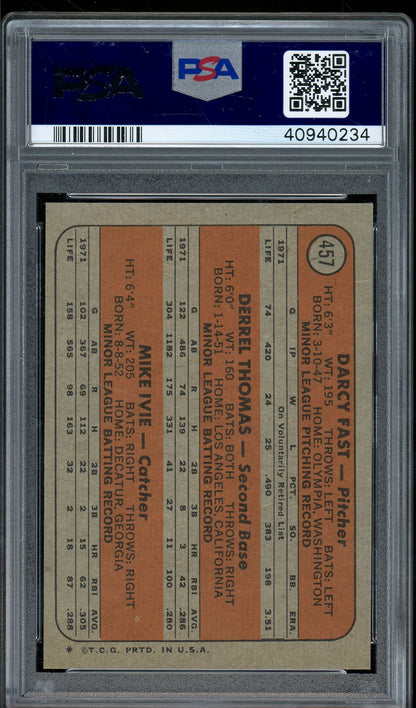 1972 Topps #457 Rookie Stars Darcy Fast/Derrel Thomas/Mike Ivie - PSA 5