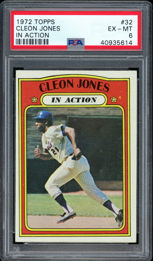 1972 Topps #32 Cleon Jones In Action PSA 6