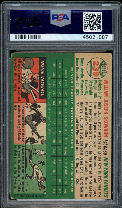 1954 Topps #239 Bill Skowron PSA 3