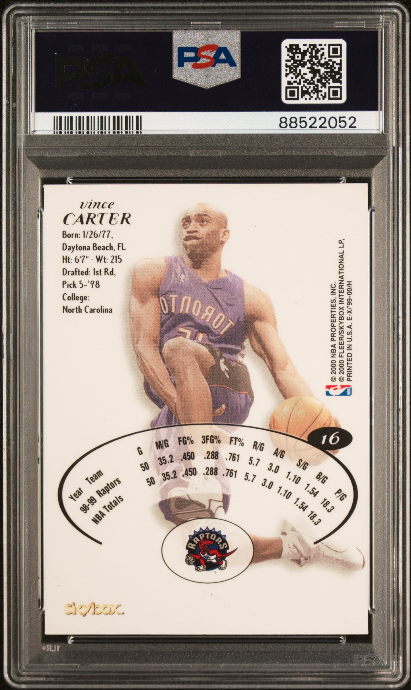 1999 Skybox E-X #16 Vince Carter Auto PSA/DNA Authentic