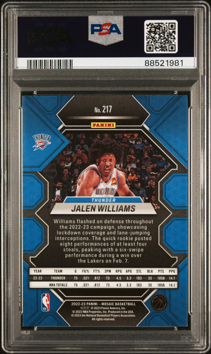 2022-23 Panini Mosaic #217 Jalen Williams Auto PSA/DNA Authentic